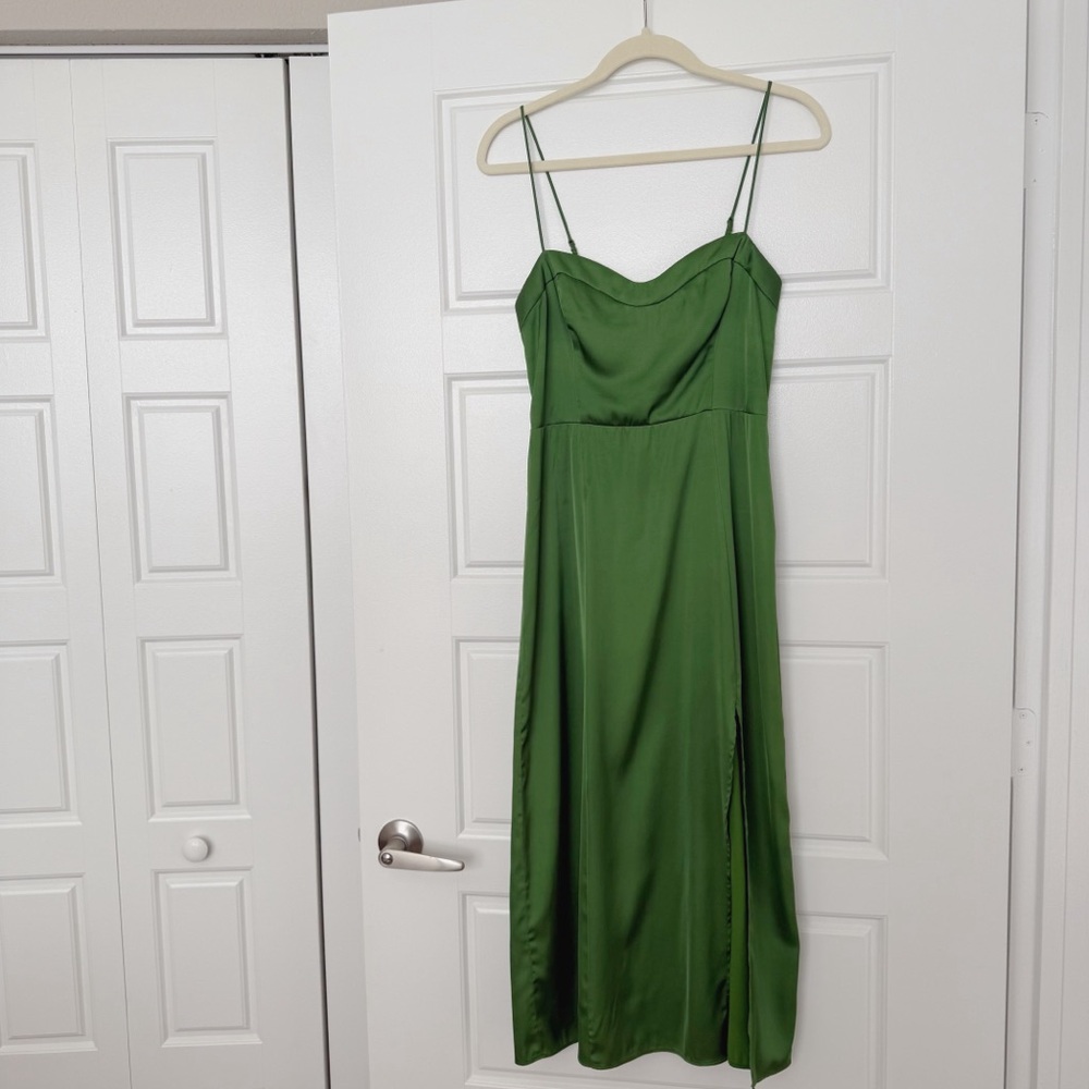A&F Green Satin Midi Dress
